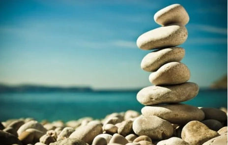 balanced stack or rocks on a beach