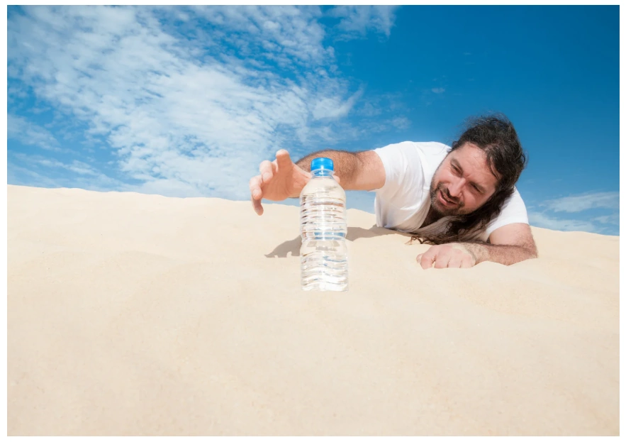 thirsty man in desert