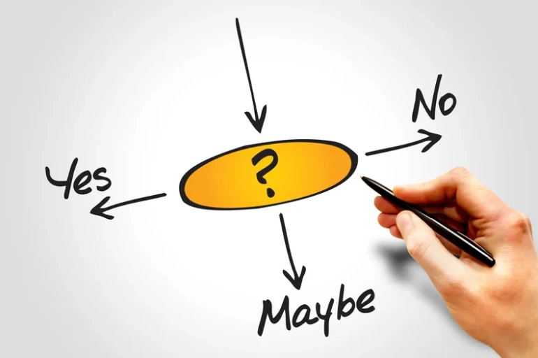 hand writing yes, no, maybe 